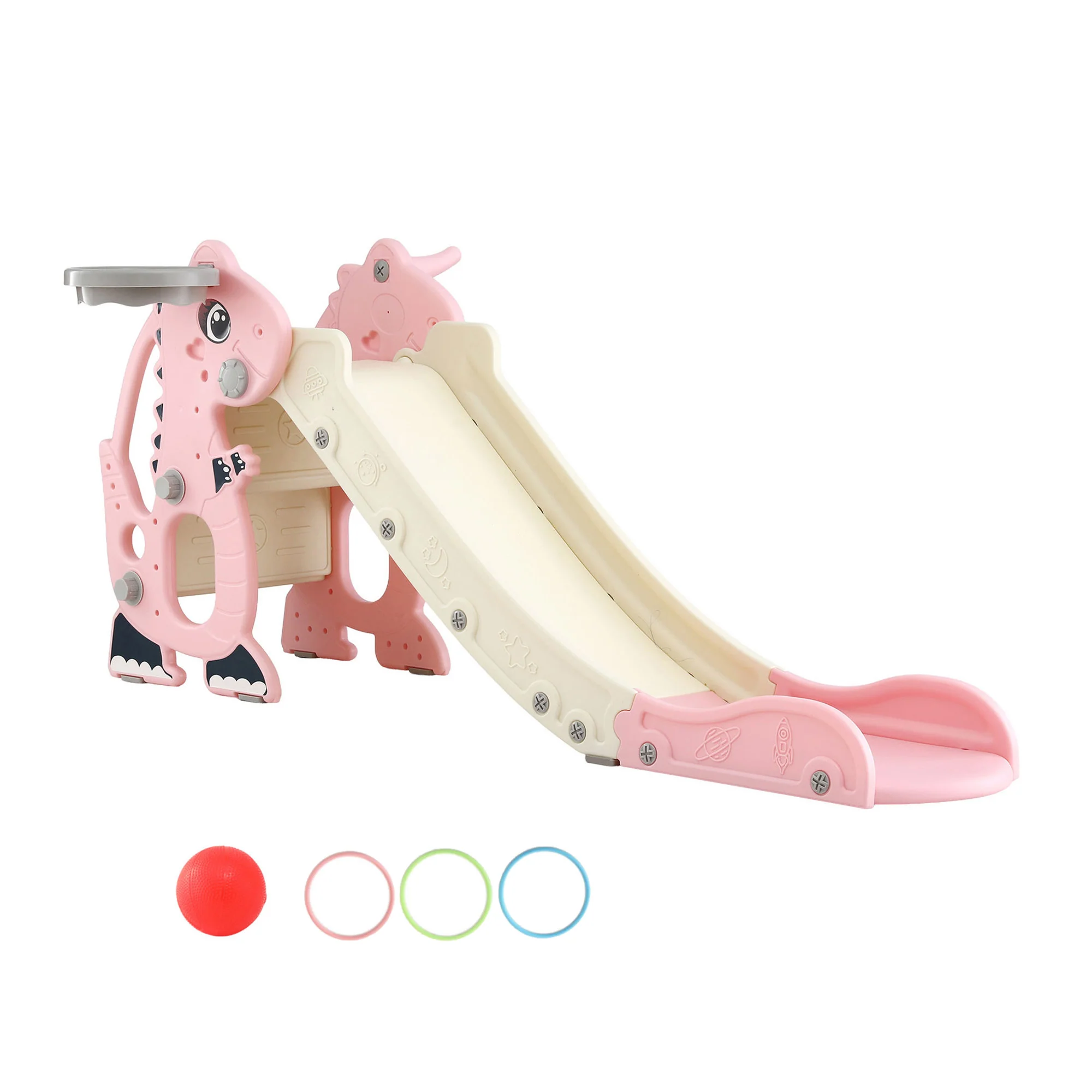 DS NA Keezi Kids Slide Set Basketball Hoop Outdoor Playground Toy Dragon 125cm - Image 7