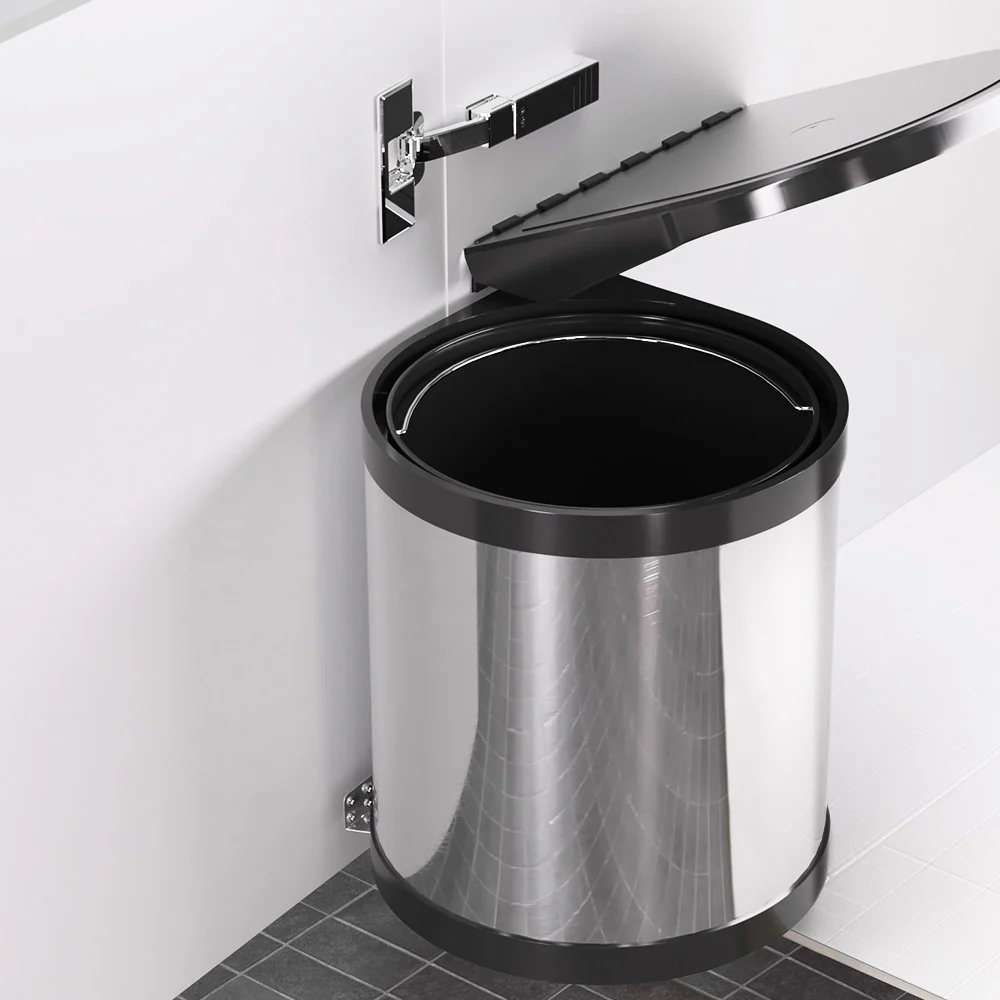DS NA Kitchen Swing Out Pull Out Bin Stainless Steel Garbage Rubbish Can 12L - Image 8