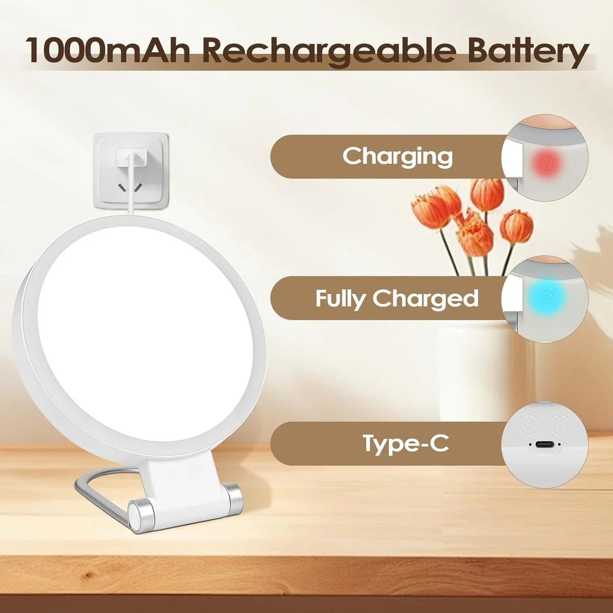 DS NA Mirror - Lighted Mirror - Makeup Mirror - 10x Magnifying Mirror - Double-S - Image 2
