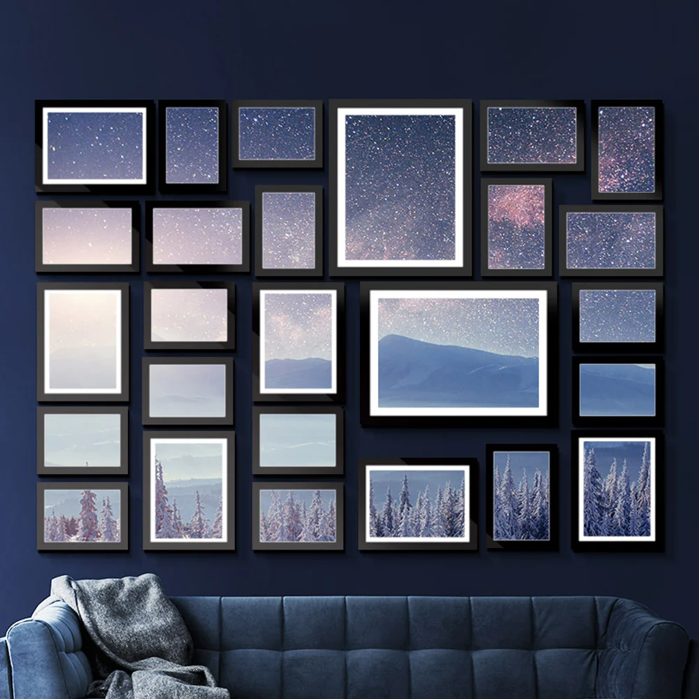 DS NA Photo Frames 26PCS 8x10in 5x7in 4x6in 3.5x5in Hanging Wall Frame Black - Image 7