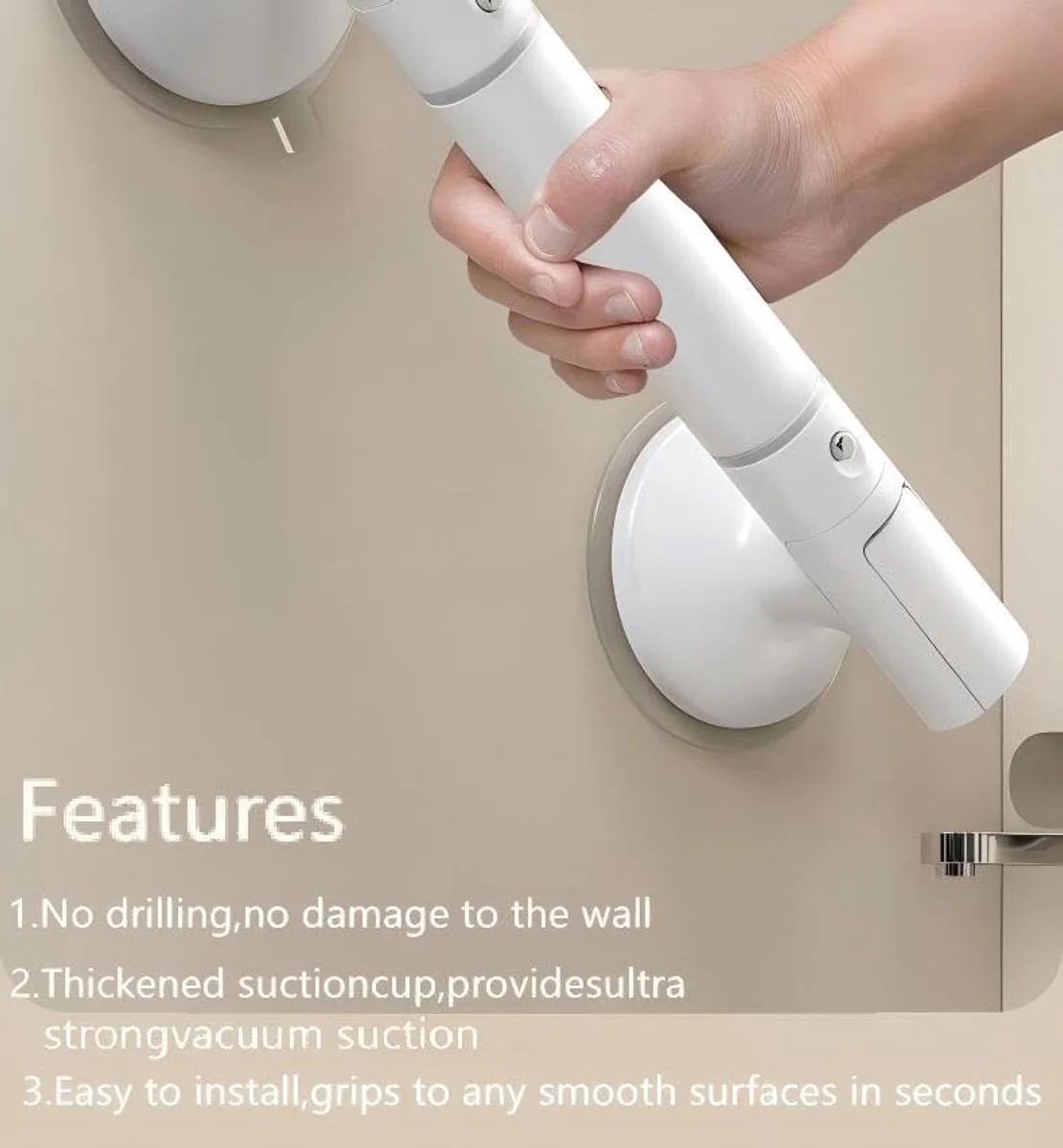 DS NA Suction Cup Shower Handle – Bathroom Safety Grab Bar for Shower & Toilet - Image 3