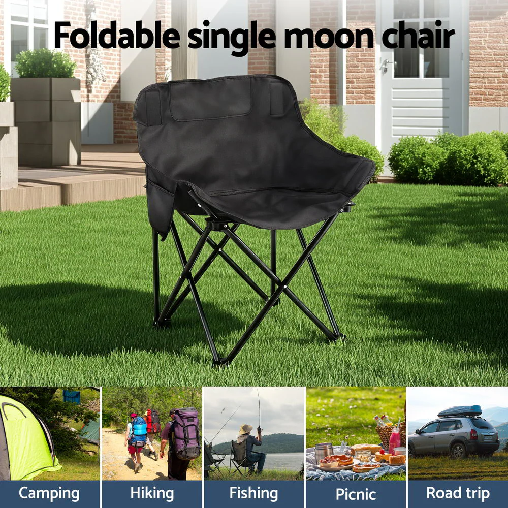 DS NA Weisshorn Folding Camping Chair Portable Seat Weight Capacity 120KG Black - Image 4