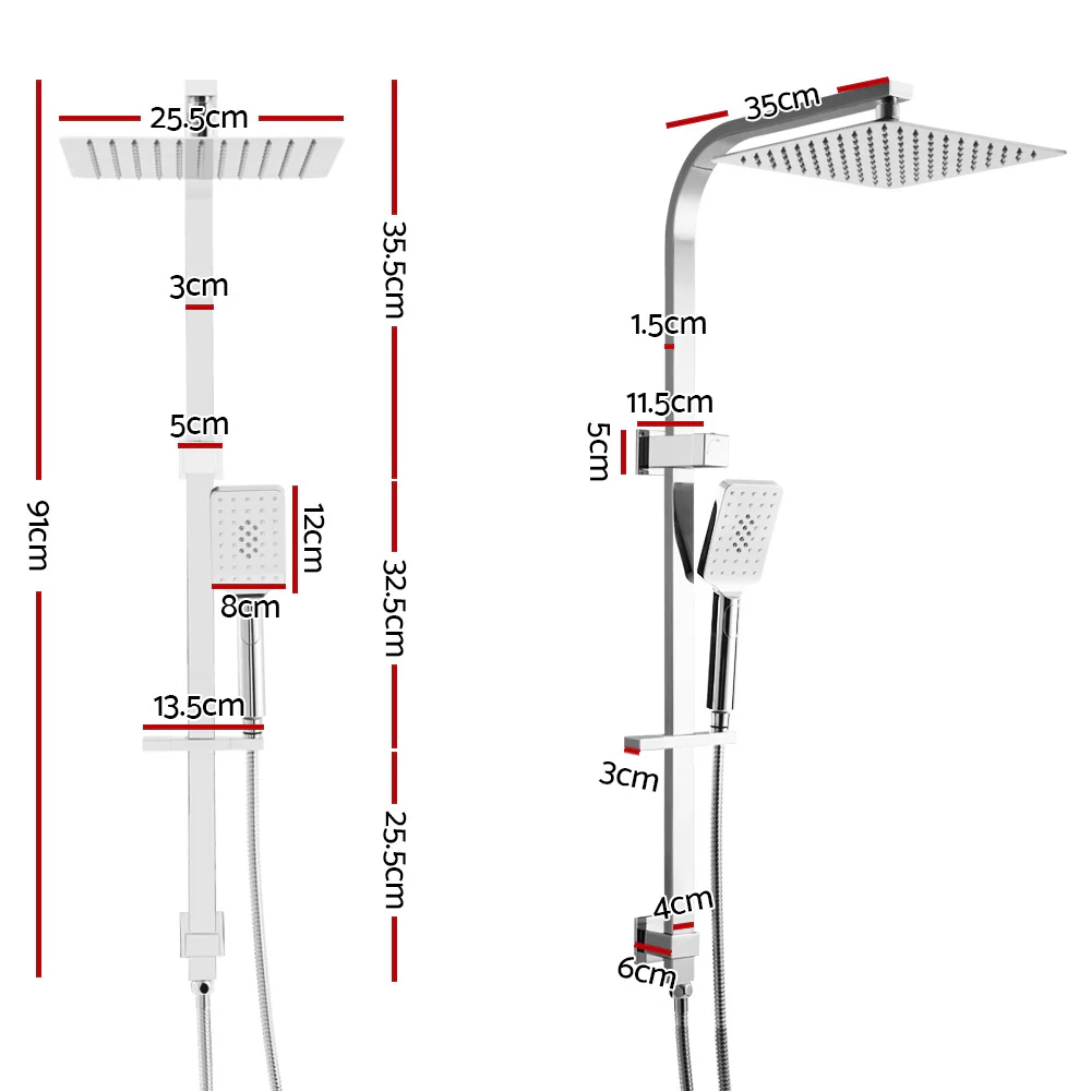 DS NA WELS 10'' Rain Shower Head Set Round Handheld High Pressure Wall Chrome - Image 2