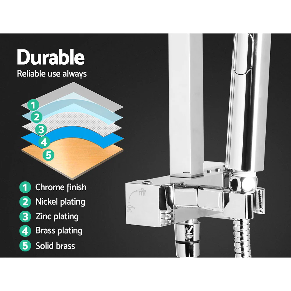 DS NA WELS 8'' Rain Shower Head Set Square Handheld High Pressure Wall Chrome - Image 5
