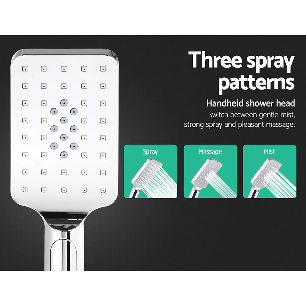 DS NA WELS 8'' Rain Shower Head Taps Square Handheld High Pressure Wall Chrome - Image 7