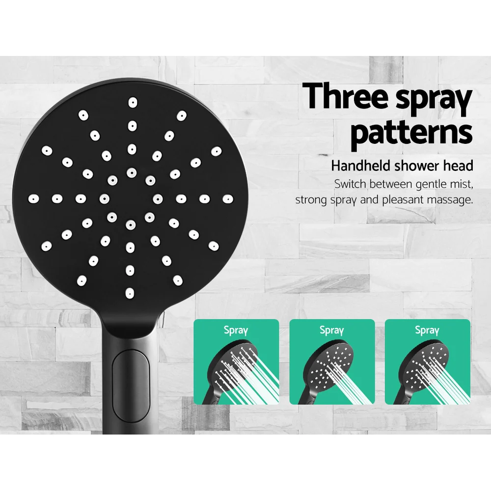 DS NA WELS 9'' Rain Shower Head Mixer Round Handheld High Pressure Wall Black - Image 5