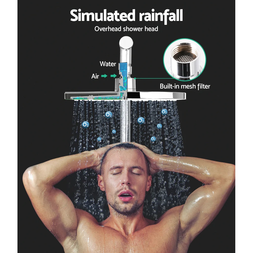 DS NA WELS 9'' Rain Shower Head Taps Round Handheld High Pressure Wall Chrome - Image 4