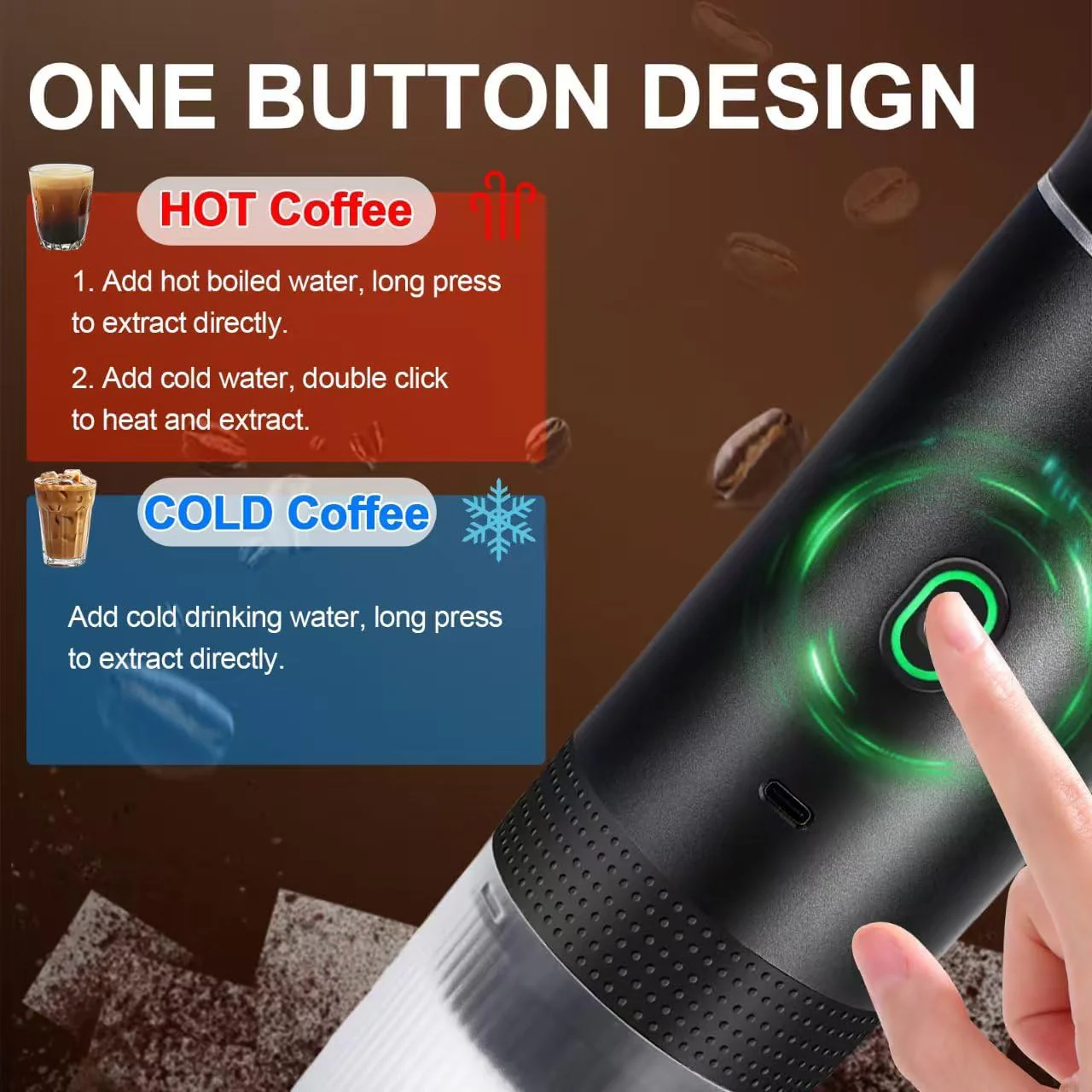 DS NA White 3-in-1 Portable Espresso Maker with Self-Heating and One-Touch Cold - Image 5