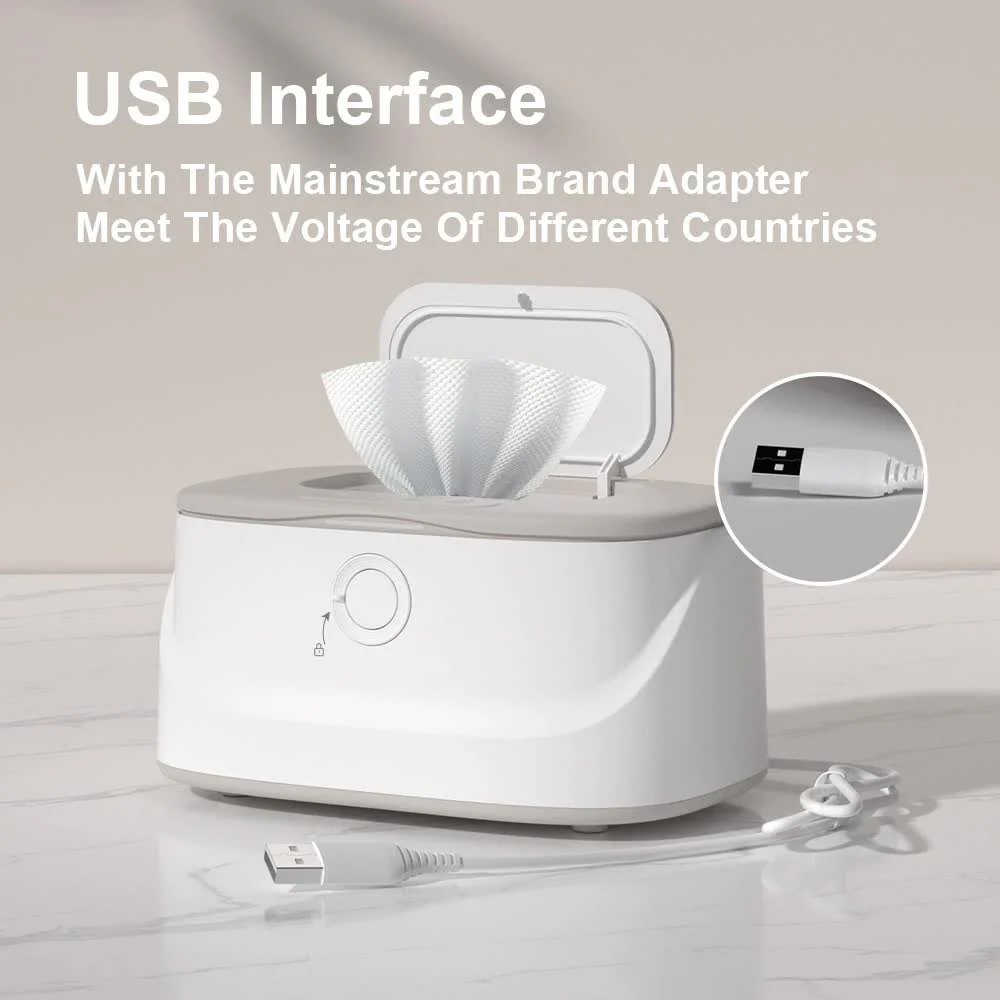 DS NA White USB-Powered Baby Wet Wipes Warmer - Portable and Adjustable Heating - Image 2