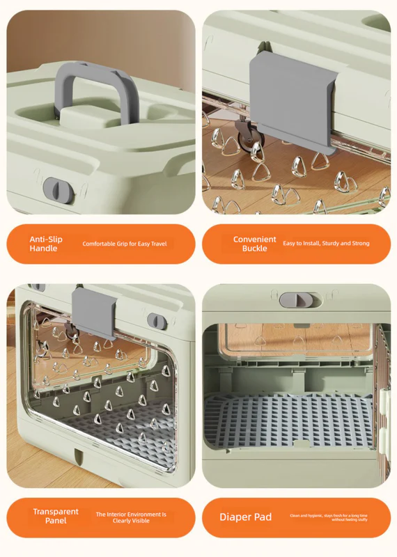 DS NA Yellow Premium Foldable Pet Carrier Crate - Breathable Aviation Travel Box - Image 4