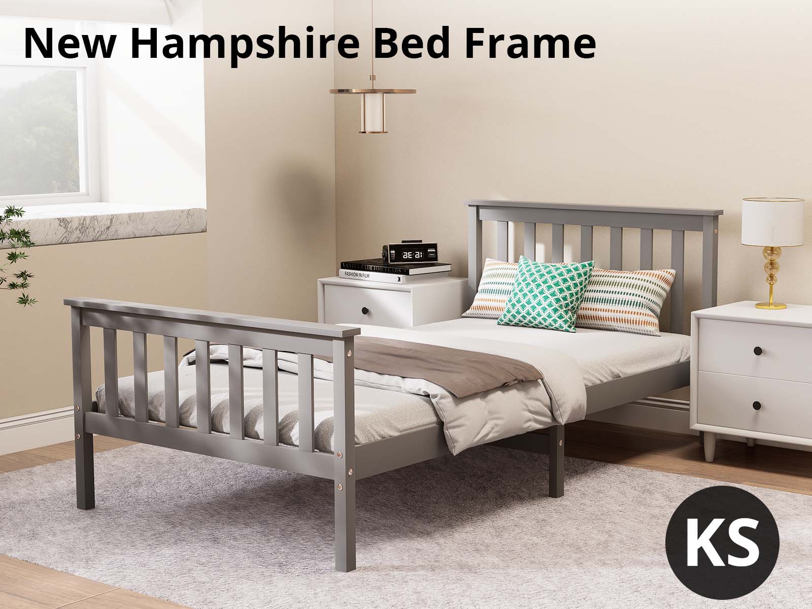 Hampshire Bed Frame King Single - Grey - Image 3