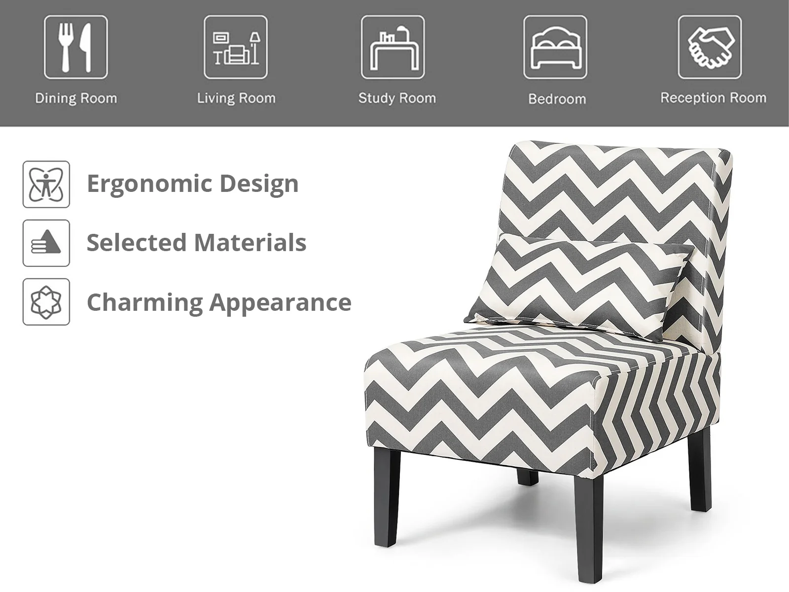 Percy Accent Chair - Black + White - Image 6