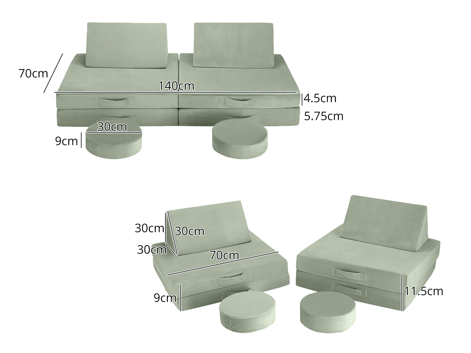 Play Couch 6pcs Green - Image 4