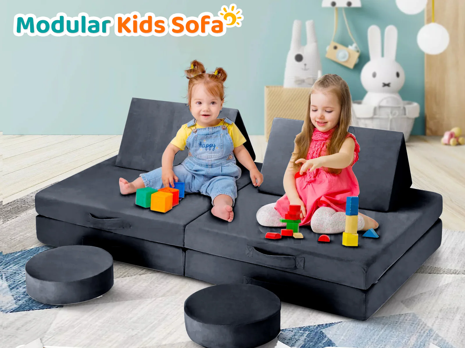 Play couch 6pcs Grey - Image 2