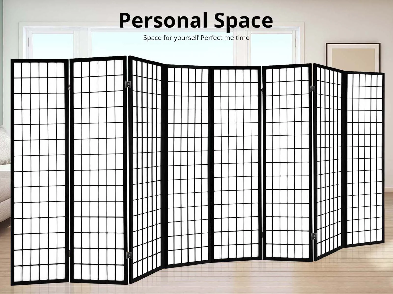 8-Panel Room Divider E P1 - Black - Image 7
