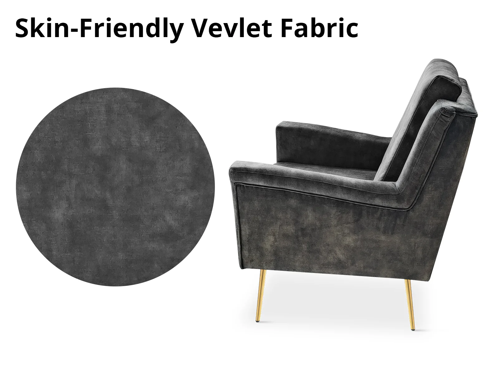 Leisure Chair 1636 Vevlet - Grey - Image 6