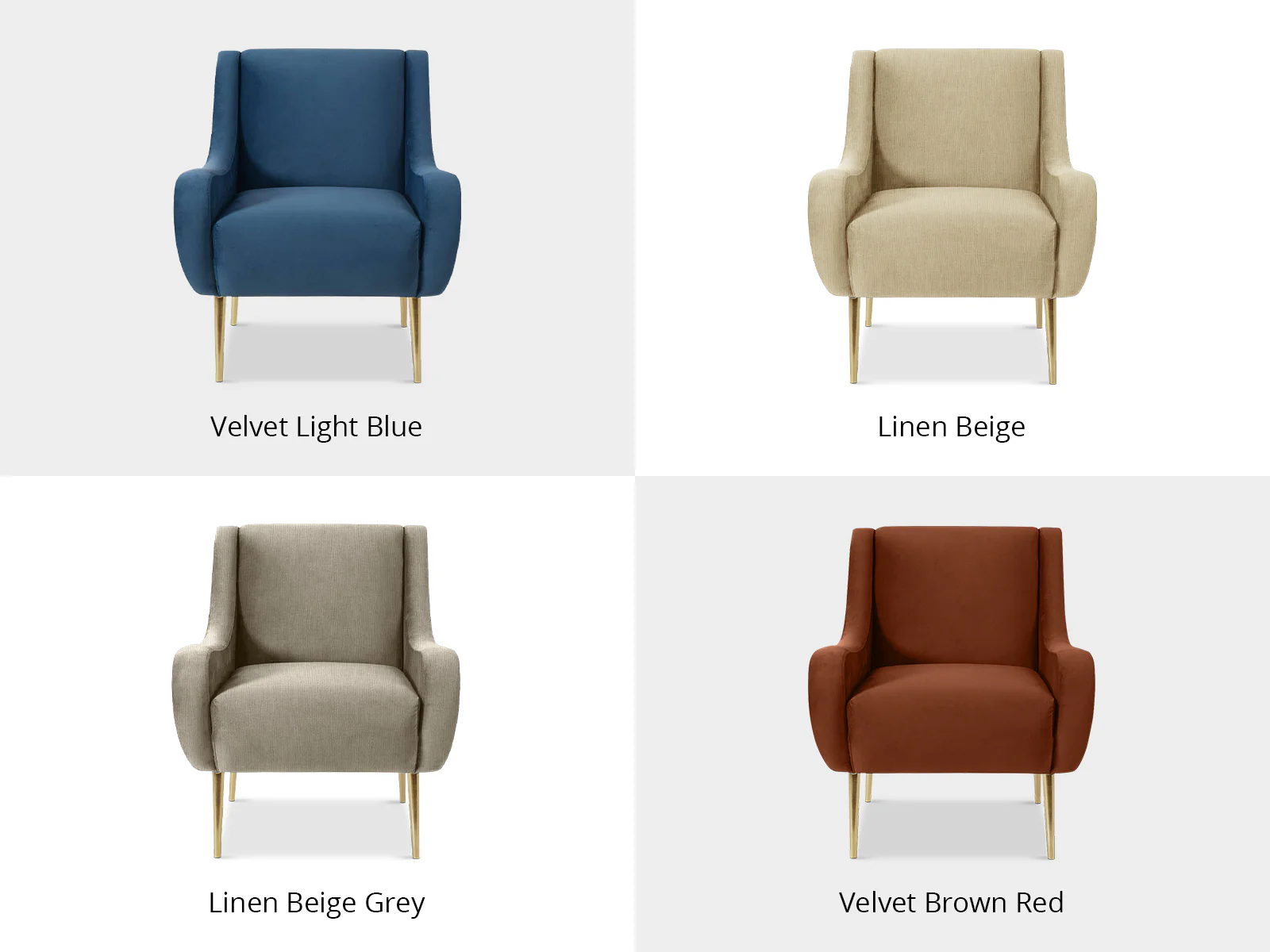 Velvet Accent Chair with Curved Arms - Light Blue - Image 8