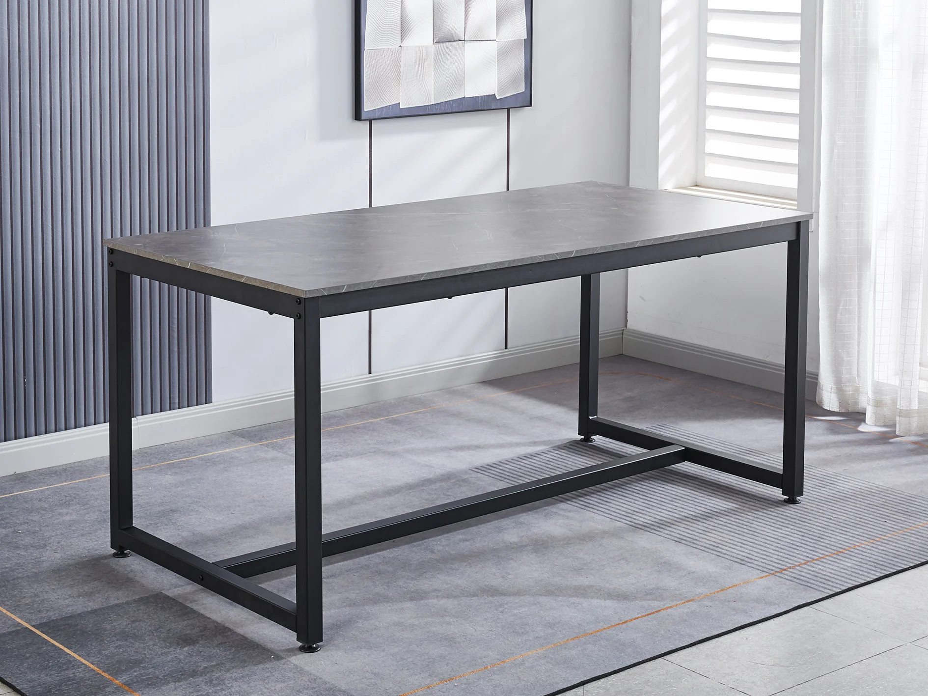 Grey Marble Look Dining Table - 160 cm - Image 3