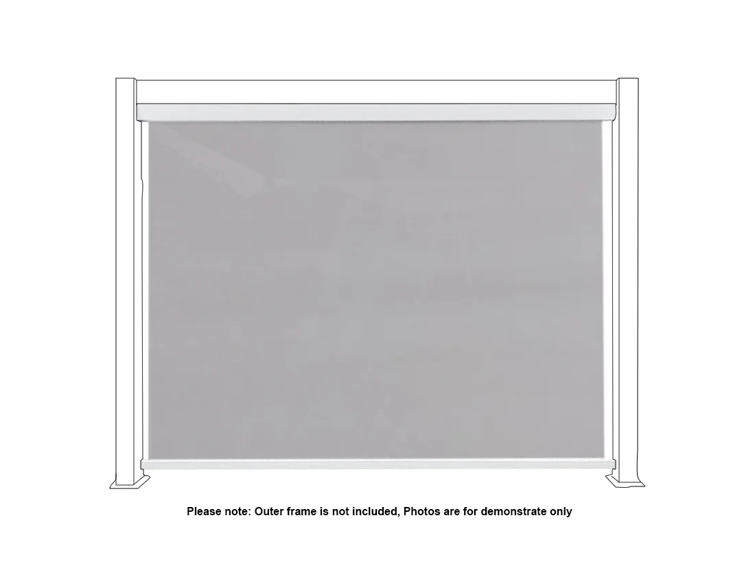 Pergola Blind with White Frame & Grey Screen - 3m x 3m - Image 2