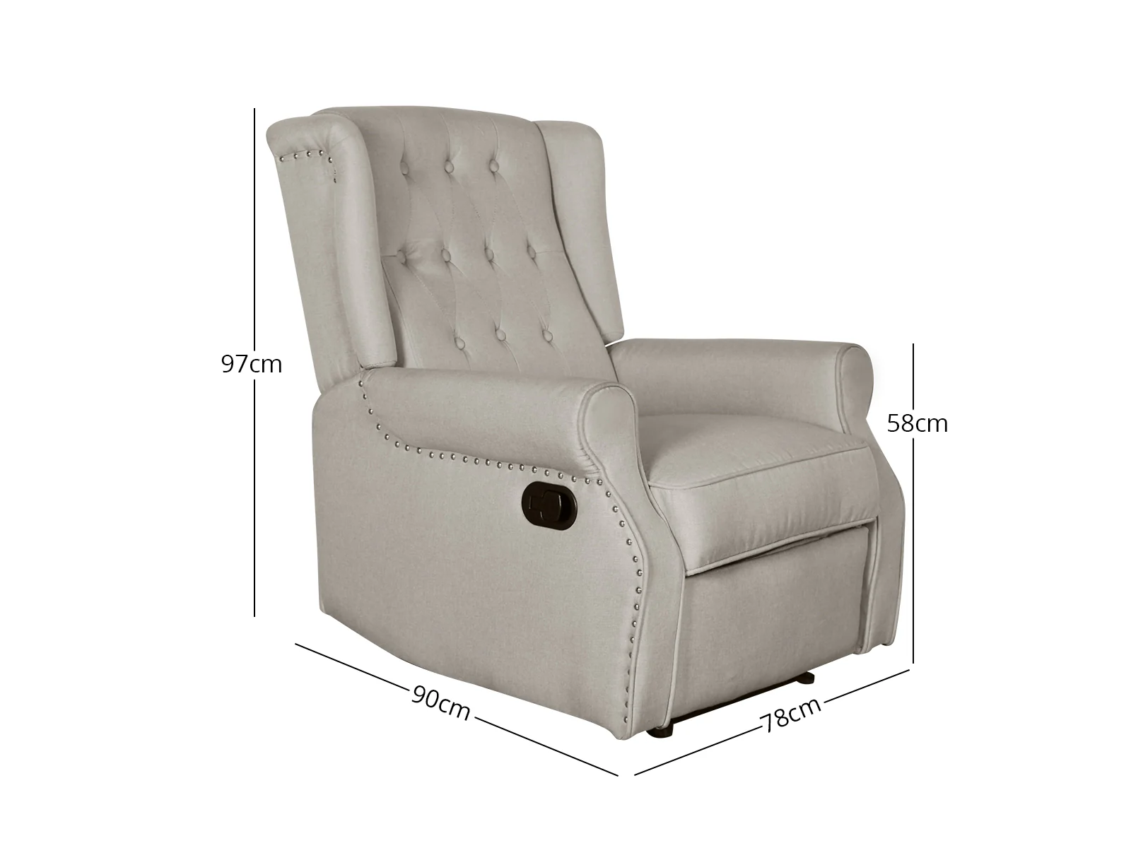 Linen Recliner Chair - Beige - Image 3