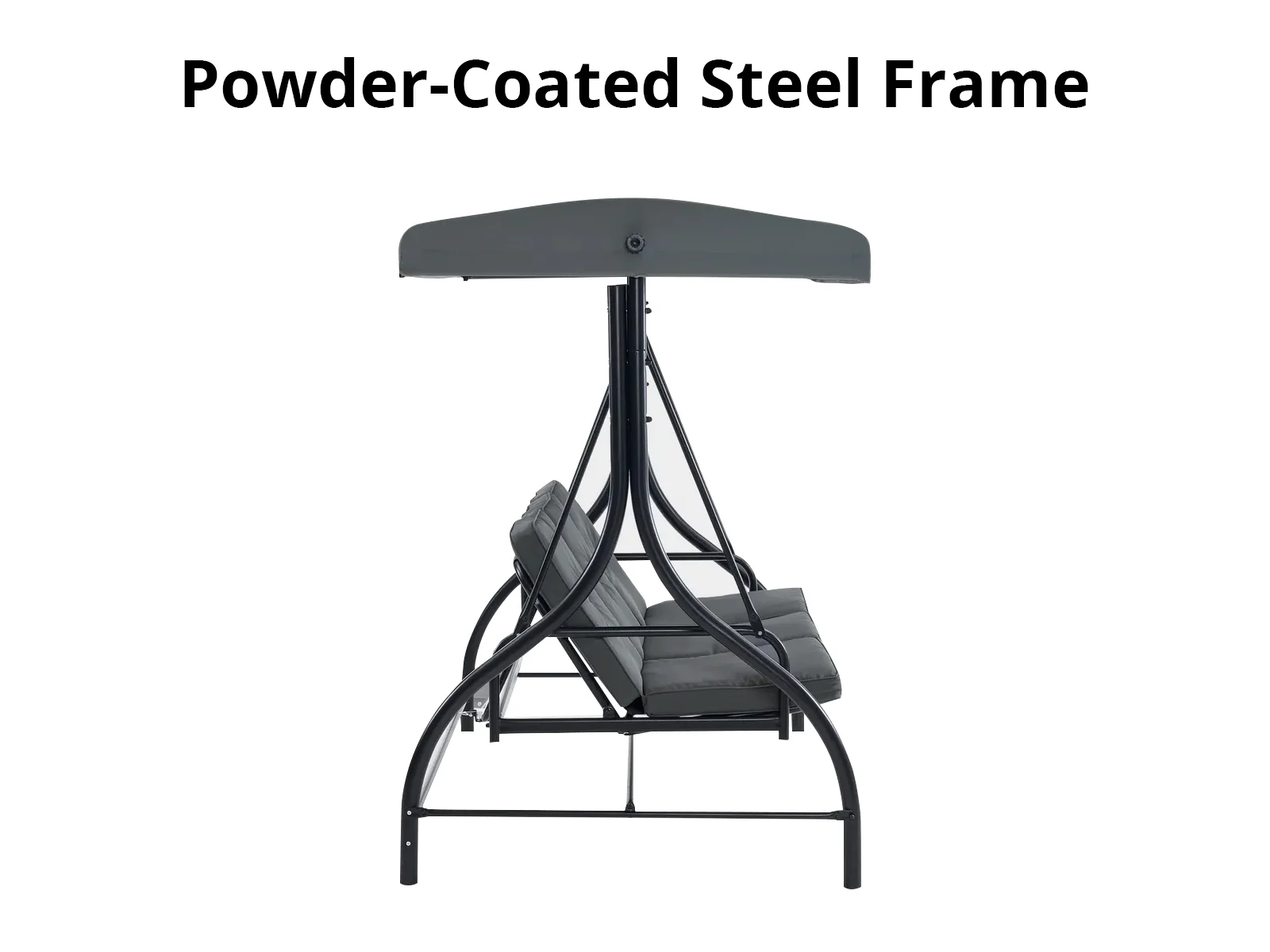 Reclining 3-Seater Swing Chair - Grey - Image 6