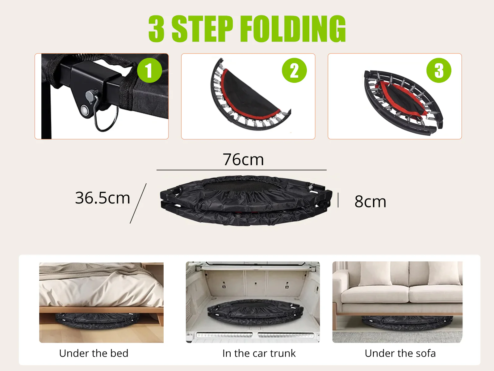 Folded Mini Trampoline 40-inch - Red - Image 5