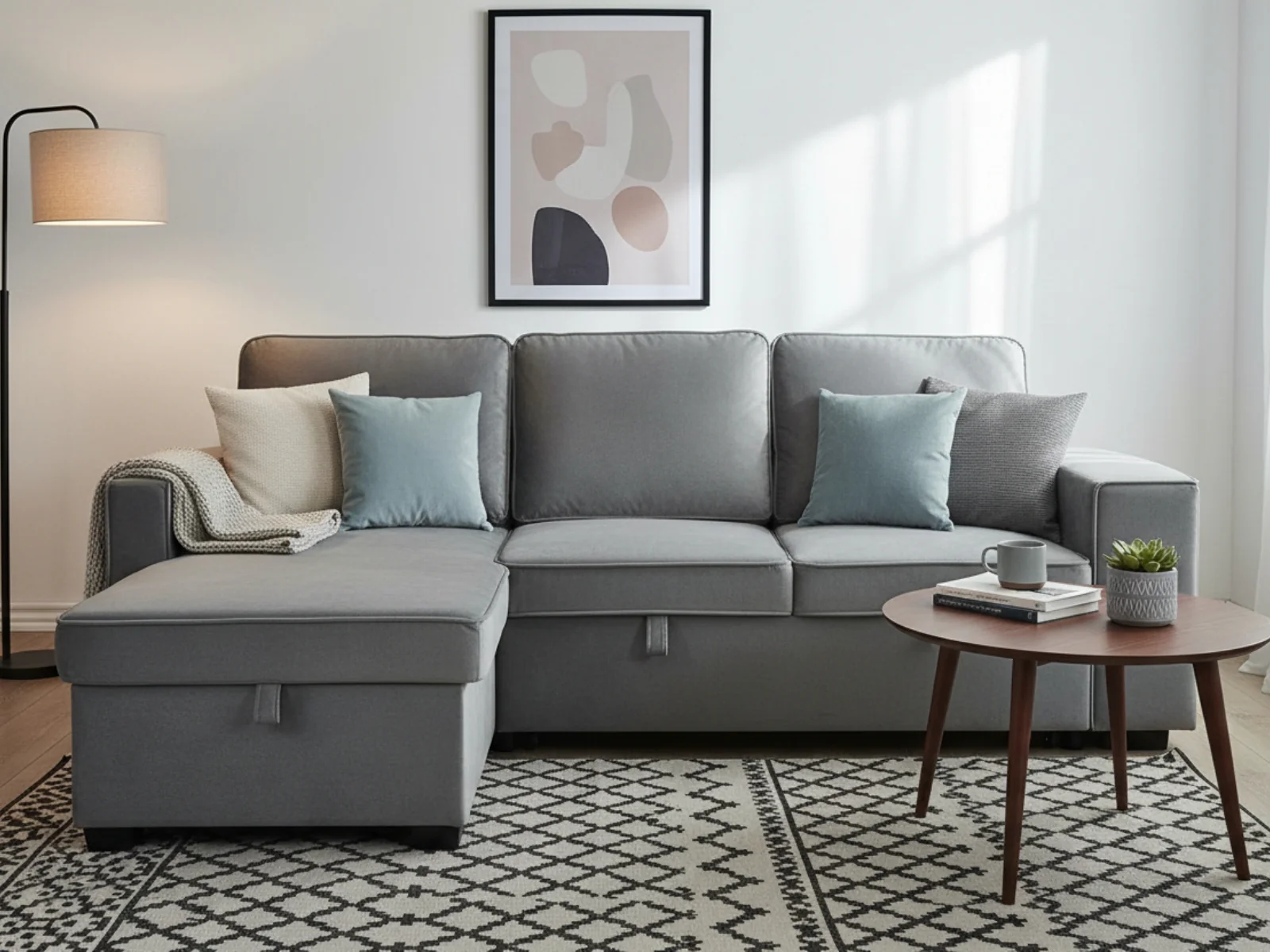 Enkel Pull Out Sofa Bed - Grey - Image 2