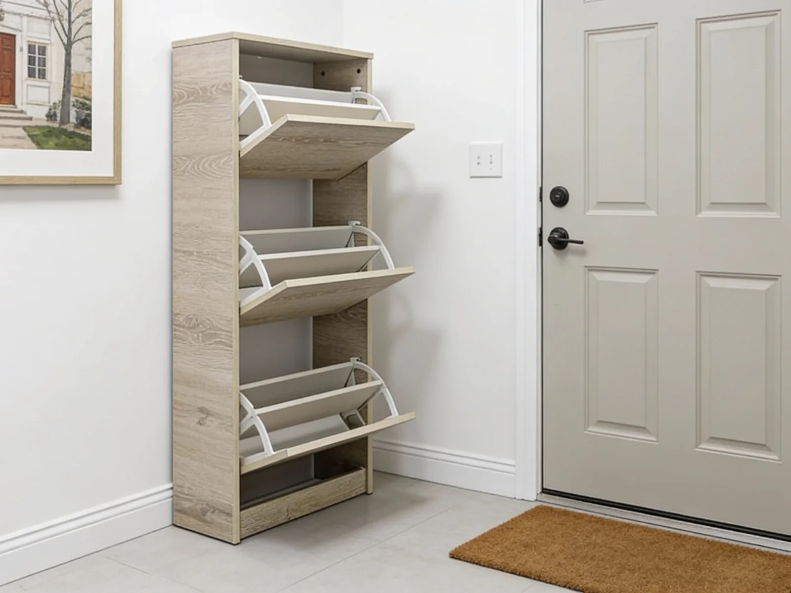 Enkel 3-Drawer Shoe Rack - Oak - Image 3