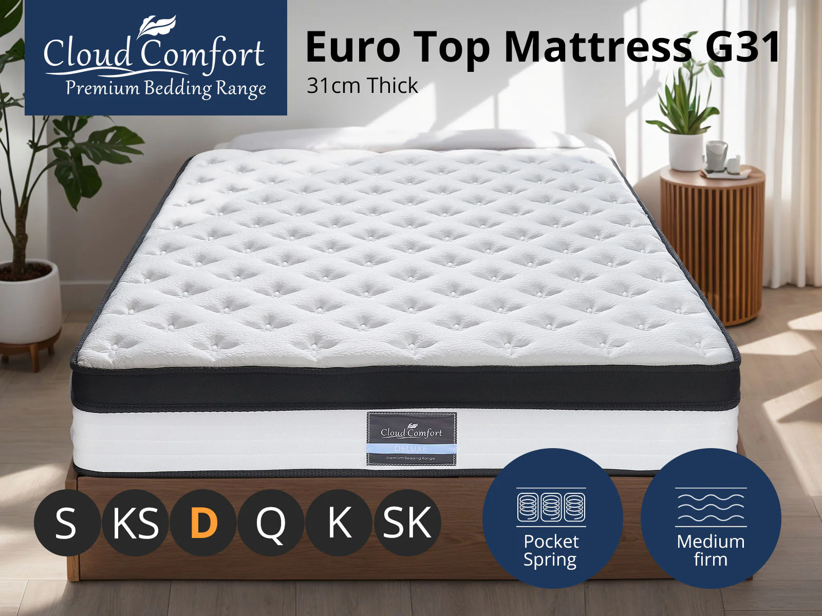 Euro Top Mattress G31 - Double - Image 3