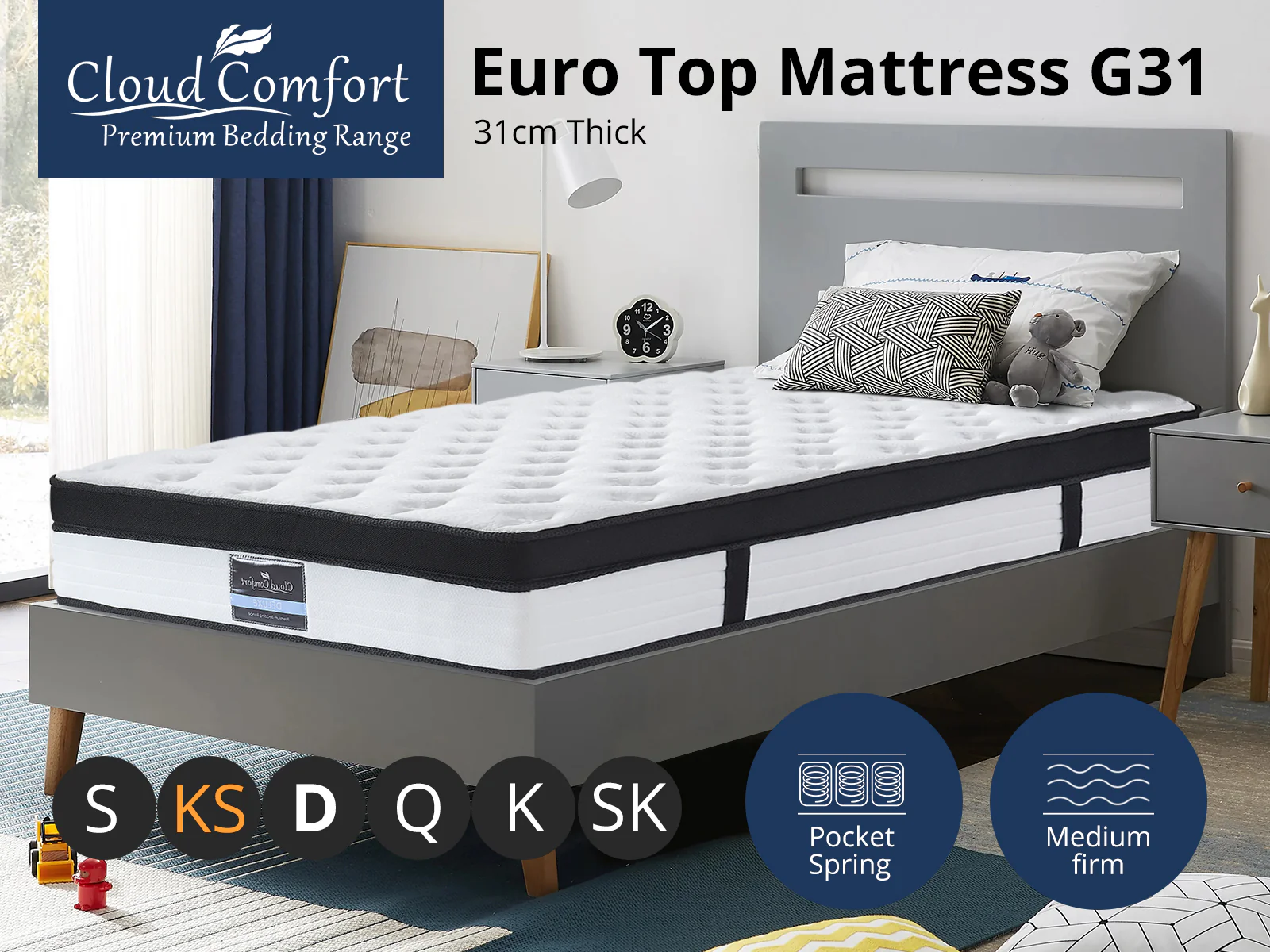 Euro Top Mattress G31 - King Single - Image 4