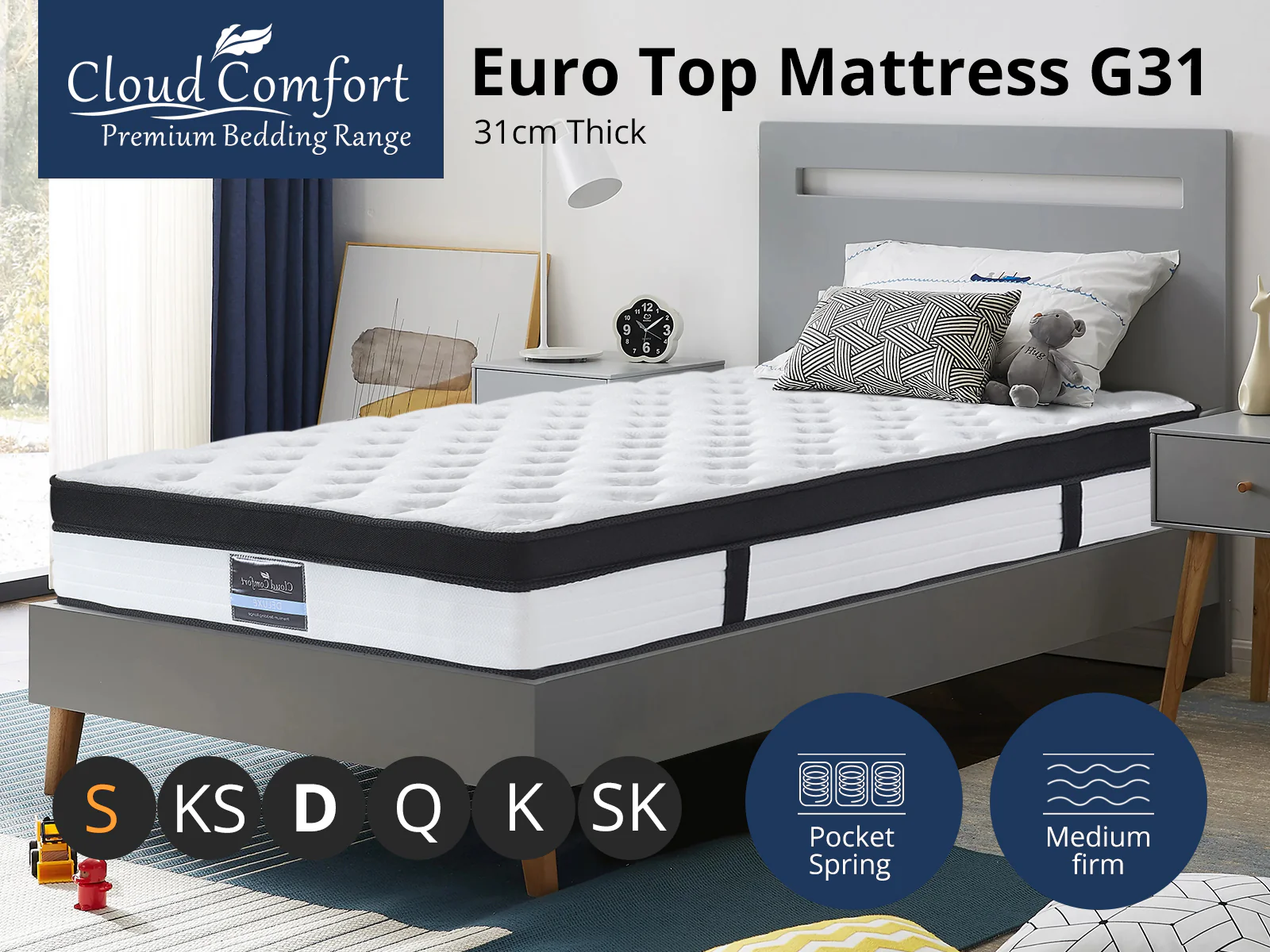 Euro Top Mattress G31 - Single - Image 3