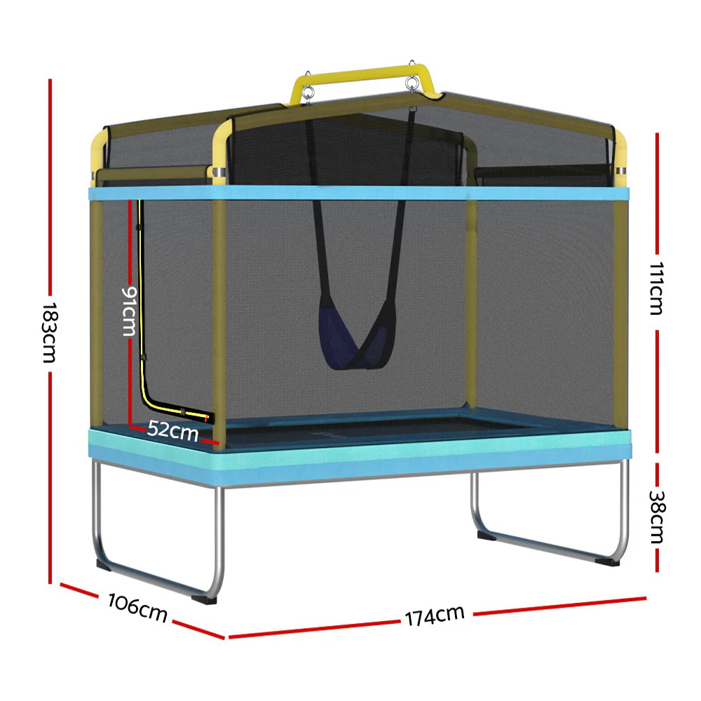 Everfit 6FT Trampoline for Kids w/ Enclosure Safety Net Swing Rectangle - Image 2