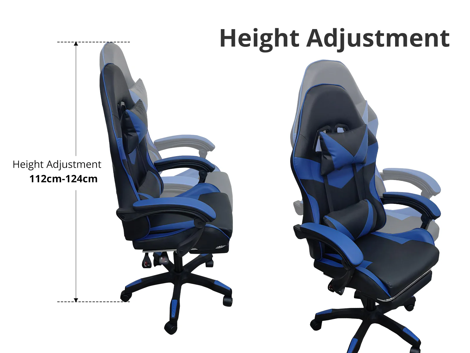 Faron Gaming Chair PVC - Blue - Image 7
