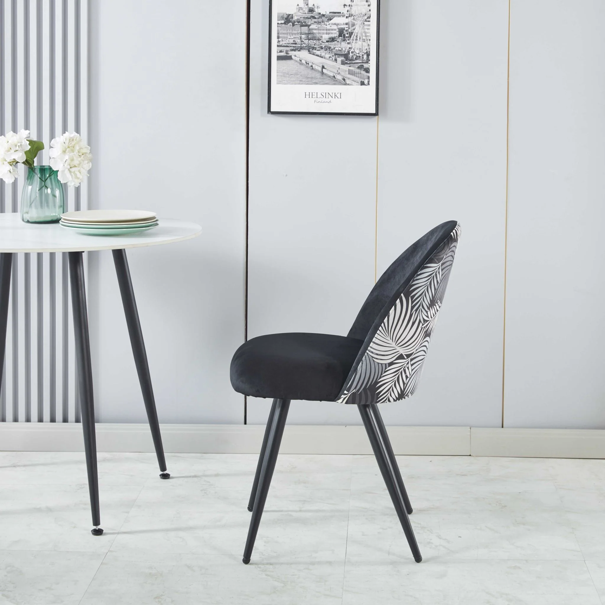 Elsie Round Dining Table - 110 cm & Fernando Dining Chair with Fern Pattern - Set of 4 - Image 10