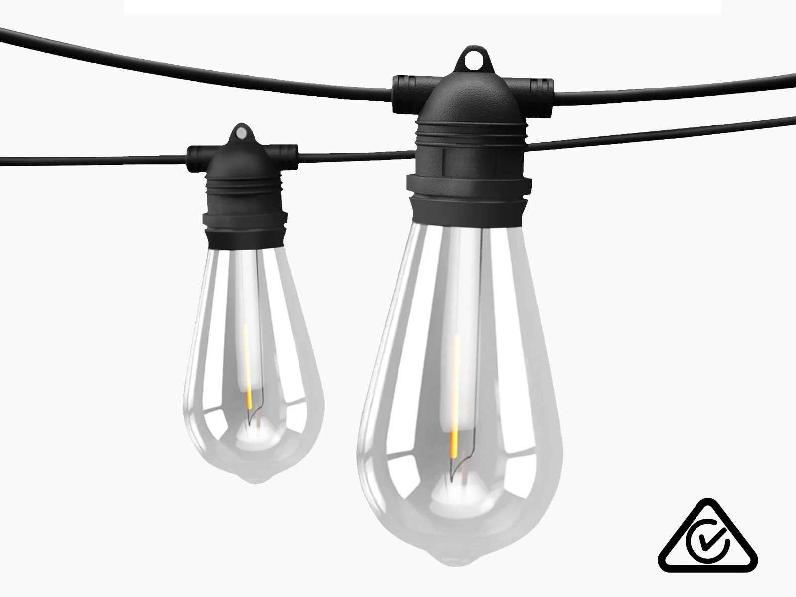 Fixed Socket Festoon Lights with ST64 LED Bulbs - 22 m