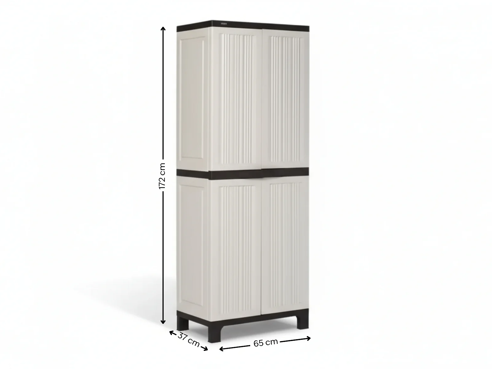 Full-Size Outdoor Storage Cabinet with Multi-Shelf - Cream - Image 3