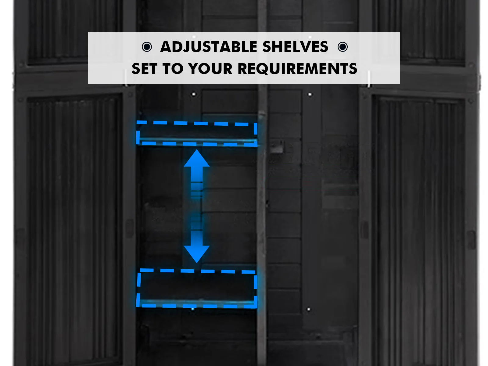 Full-Size Outdoor Storage Cabinet with Multi-Shelf - Black - Image 11