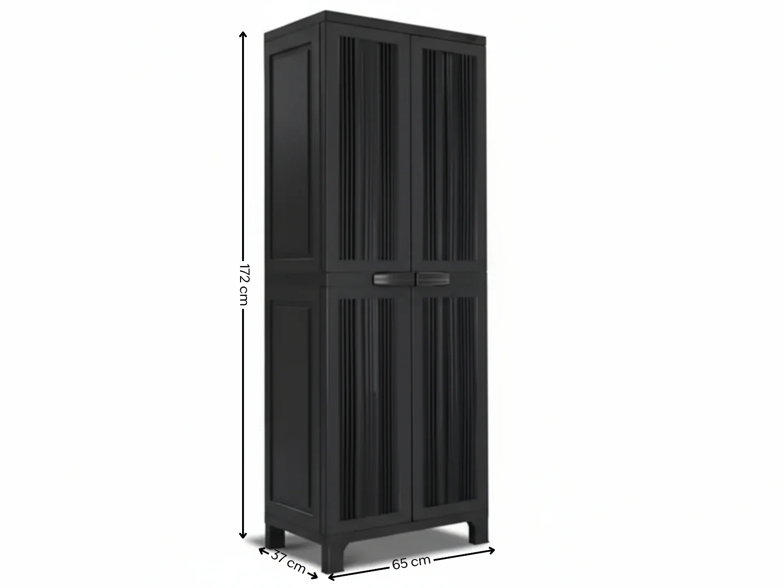 Full-Size Outdoor Storage Cabinet with Multi-Shelf - Black - Image 3