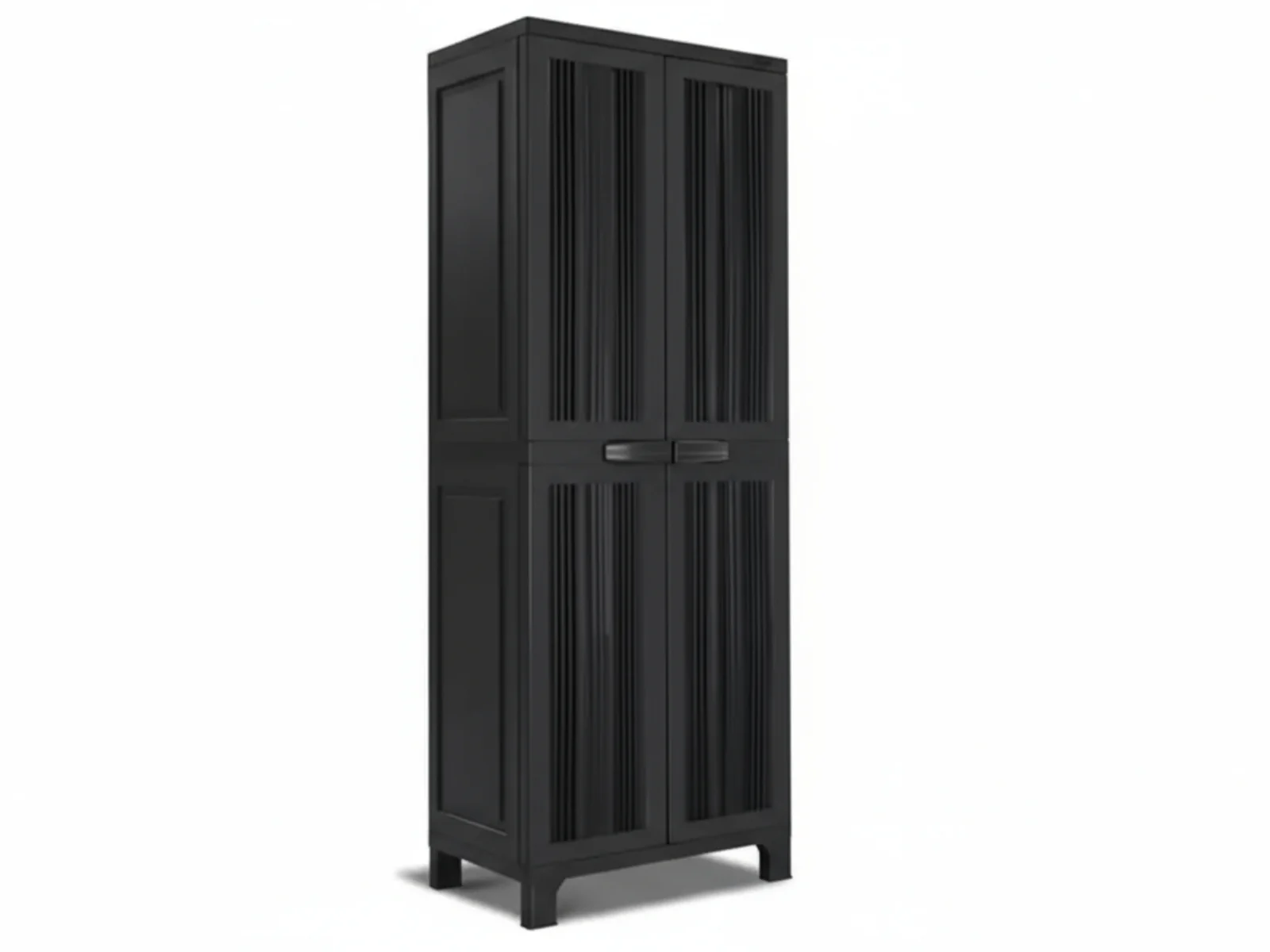 Full-Size Outdoor Storage Cabinet with Multi-Shelf - Black - Image 4