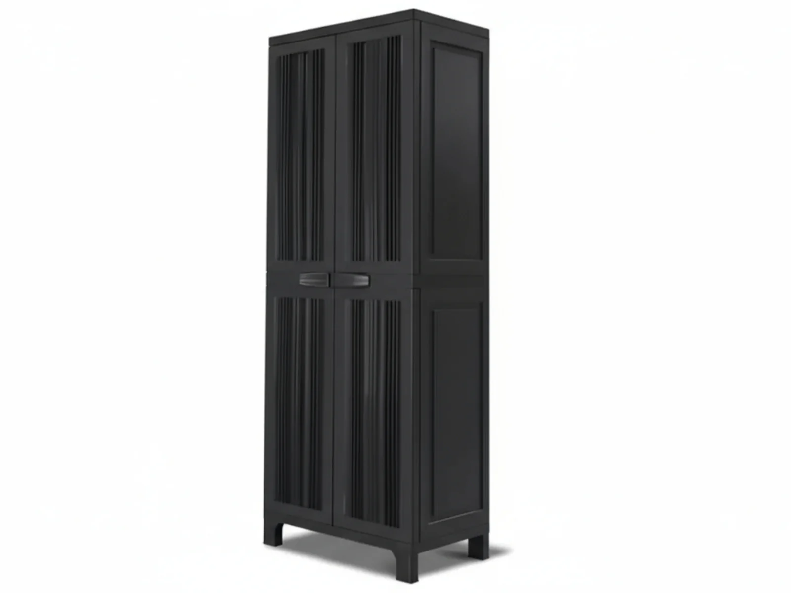 Full-Size Outdoor Storage Cabinet with Multi-Shelf - Black - Image 5