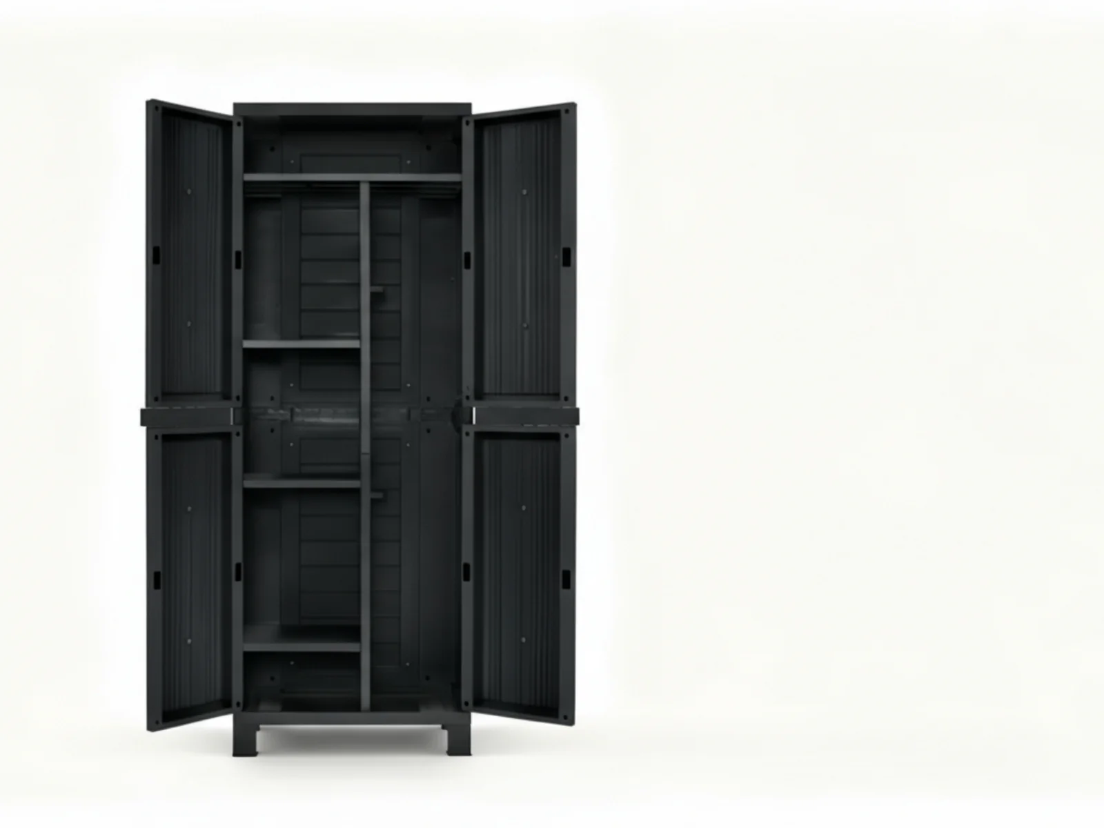 Full-Size Outdoor Storage Cabinet with Multi-Shelf - Black - Image 7