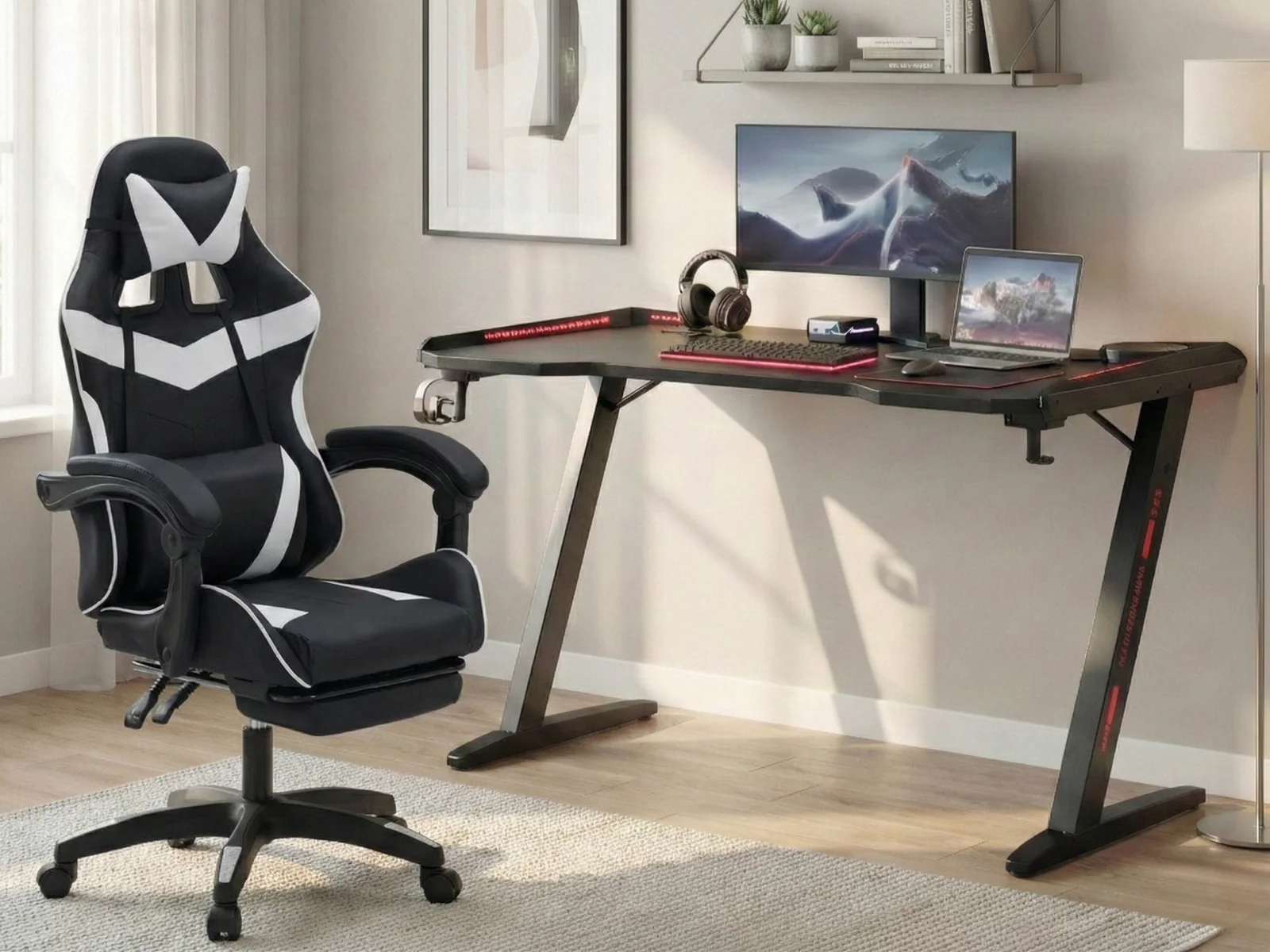 Gaming Table & Faron Gaming Chair PVC White - Image 3