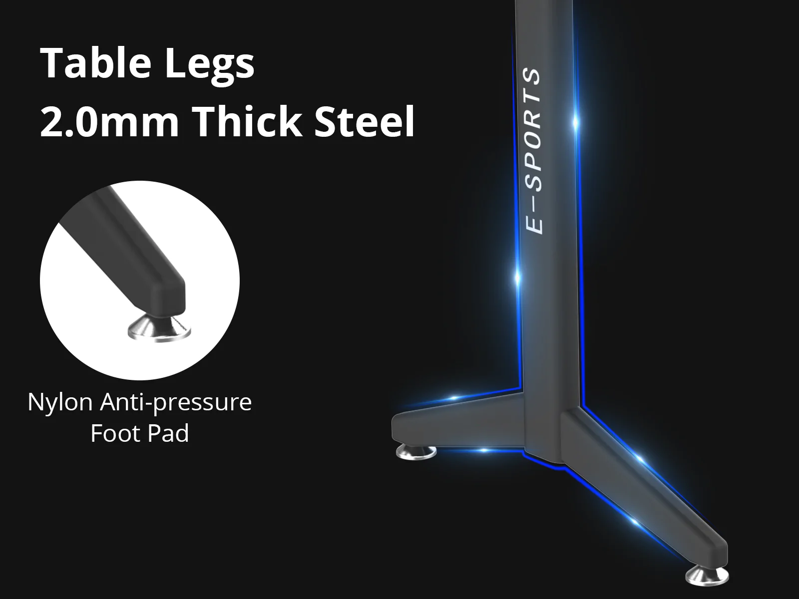 L-Shape Gaming Table (Left) with LED - 160 cm - Image 8