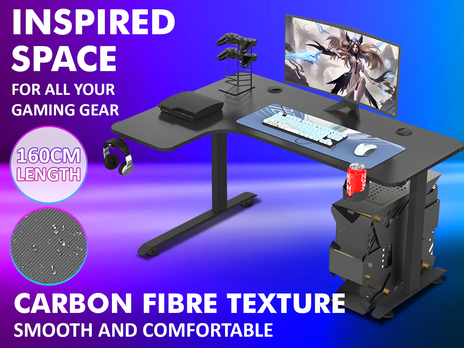 L-Shape Gaming Table (Left) - 160 cm - Image 9