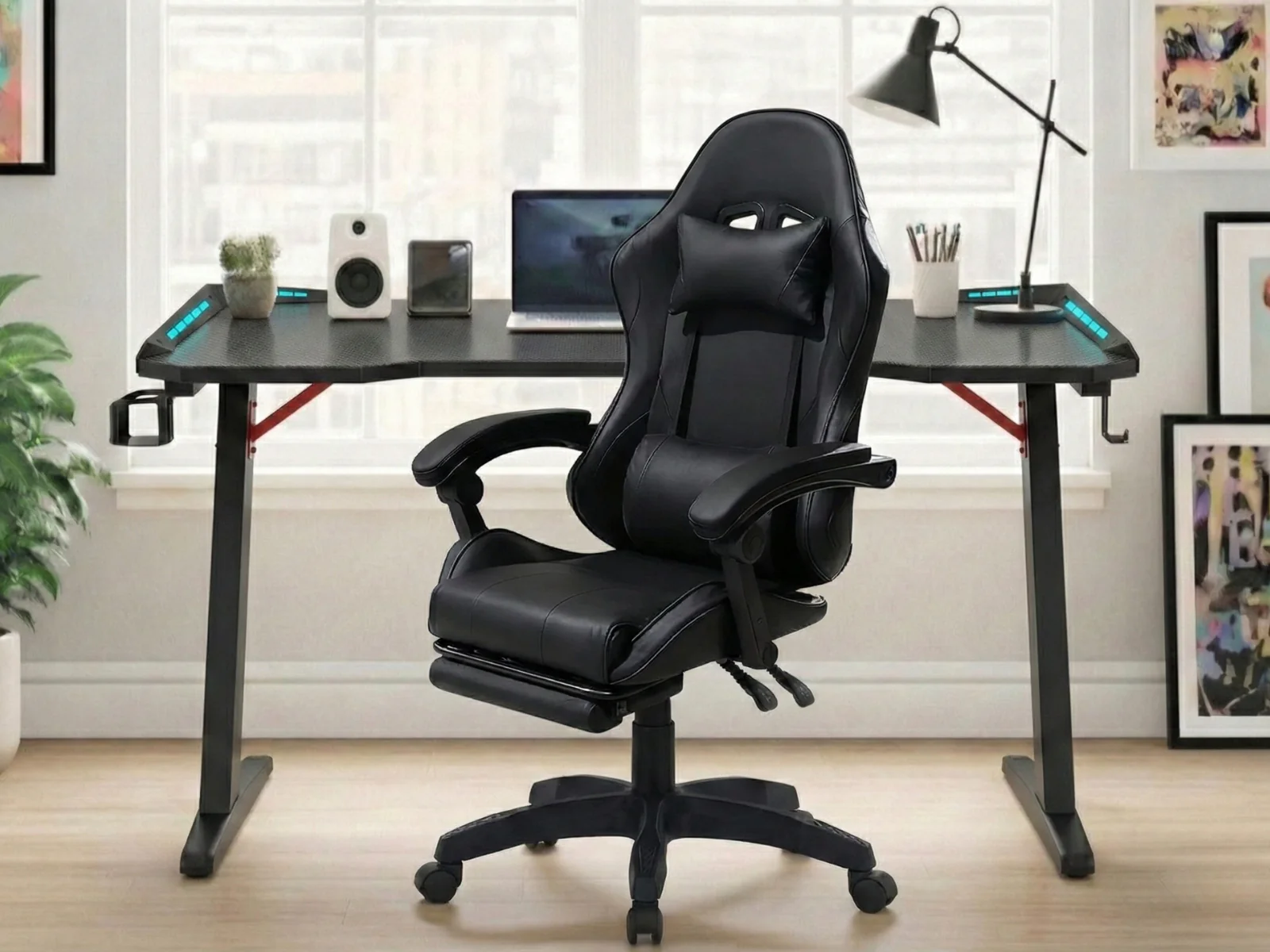 Gaming Table & Nicola Gaming chair PVC Black - Image 2