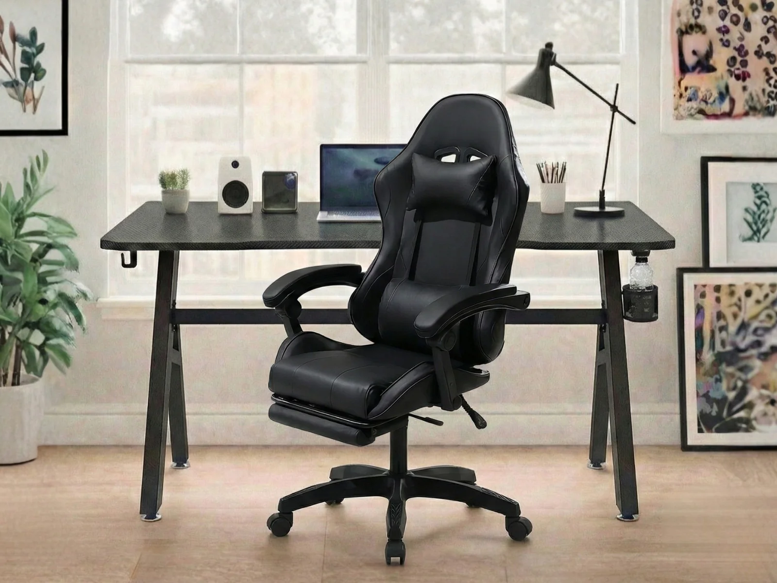 Gaming Table R6 120cm & Faron Gaming Chair PVC Black - Image 2
