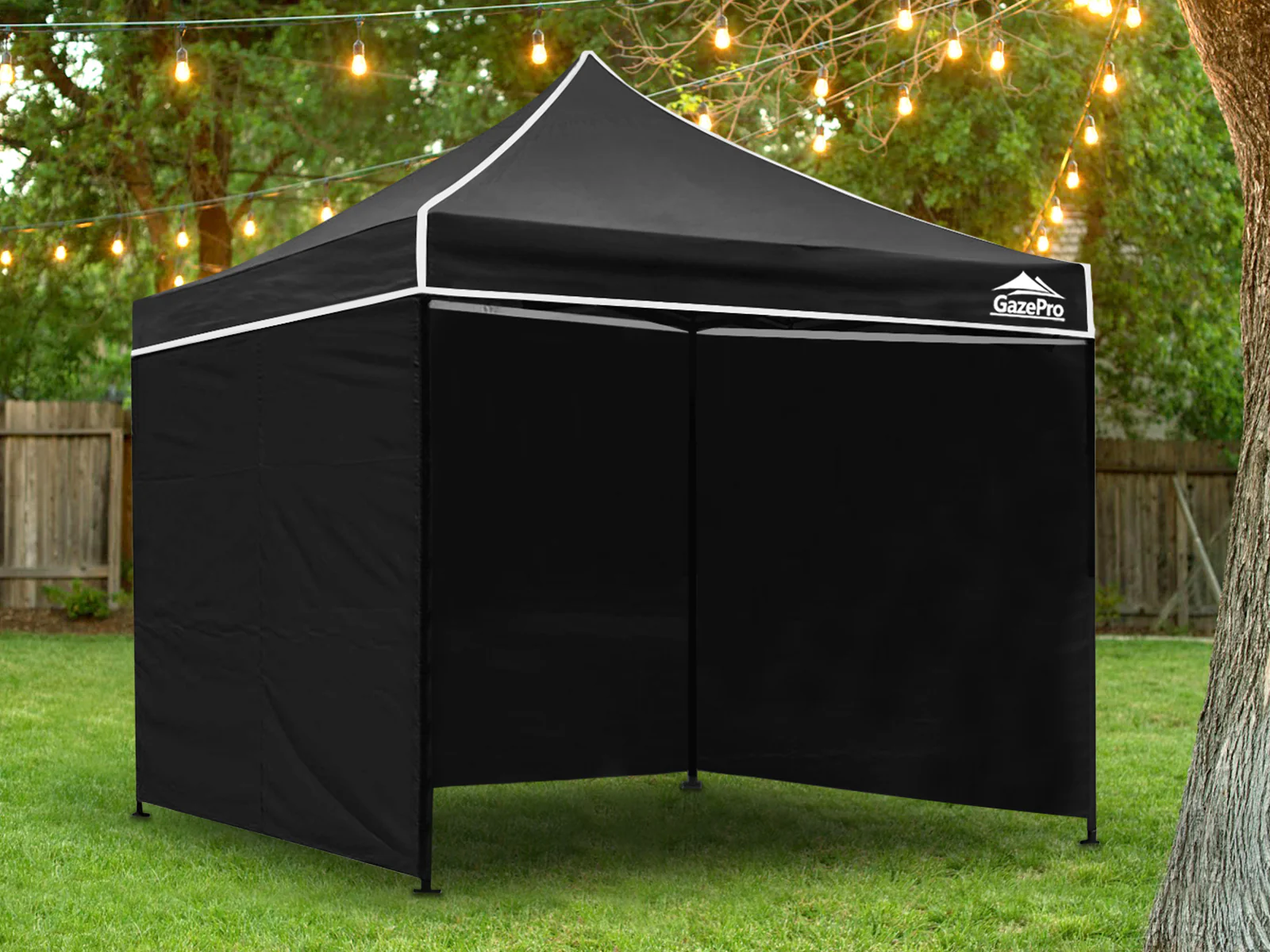 Gazebo with Silver-Coated Roof 3m x 3m - Black - Image 3