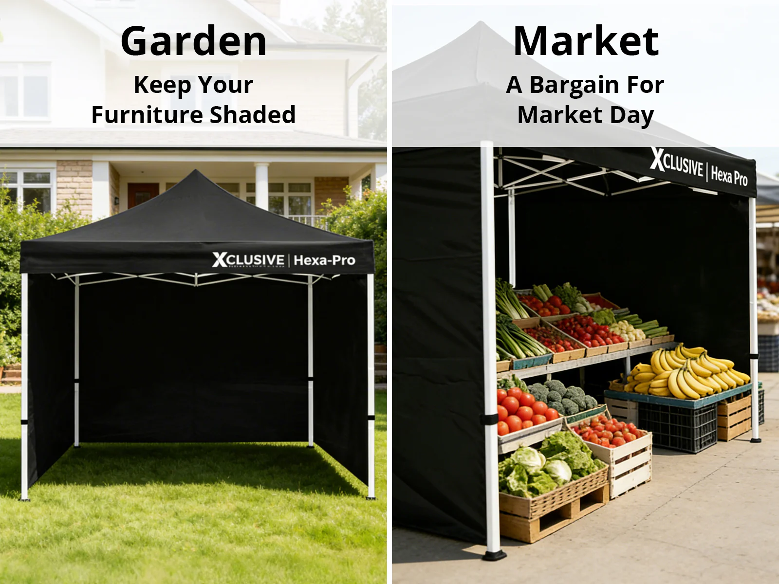 Xclusive Gazebo HEX with Wheel Bag 3m x 3m - Black - Image 3