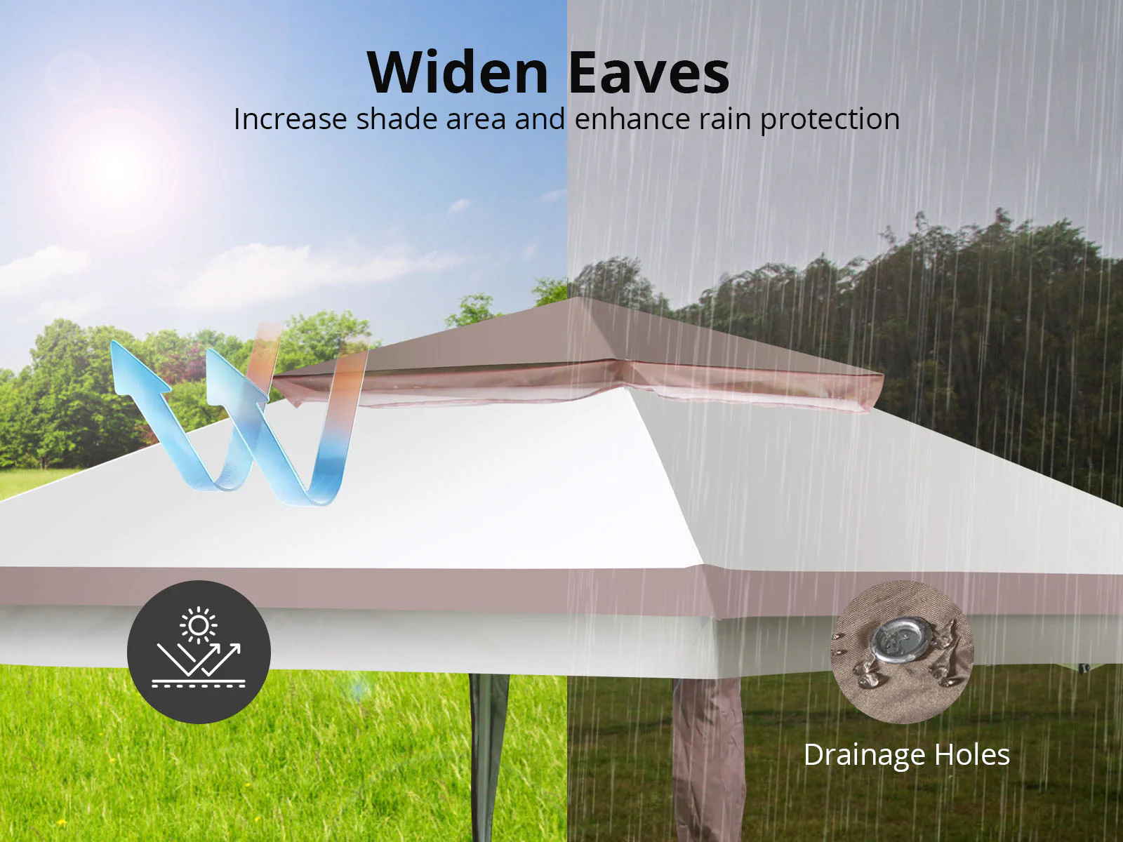 Pop-Up Gazebo 3.3 x 3.3m - Coffee & Khaki - Image 3