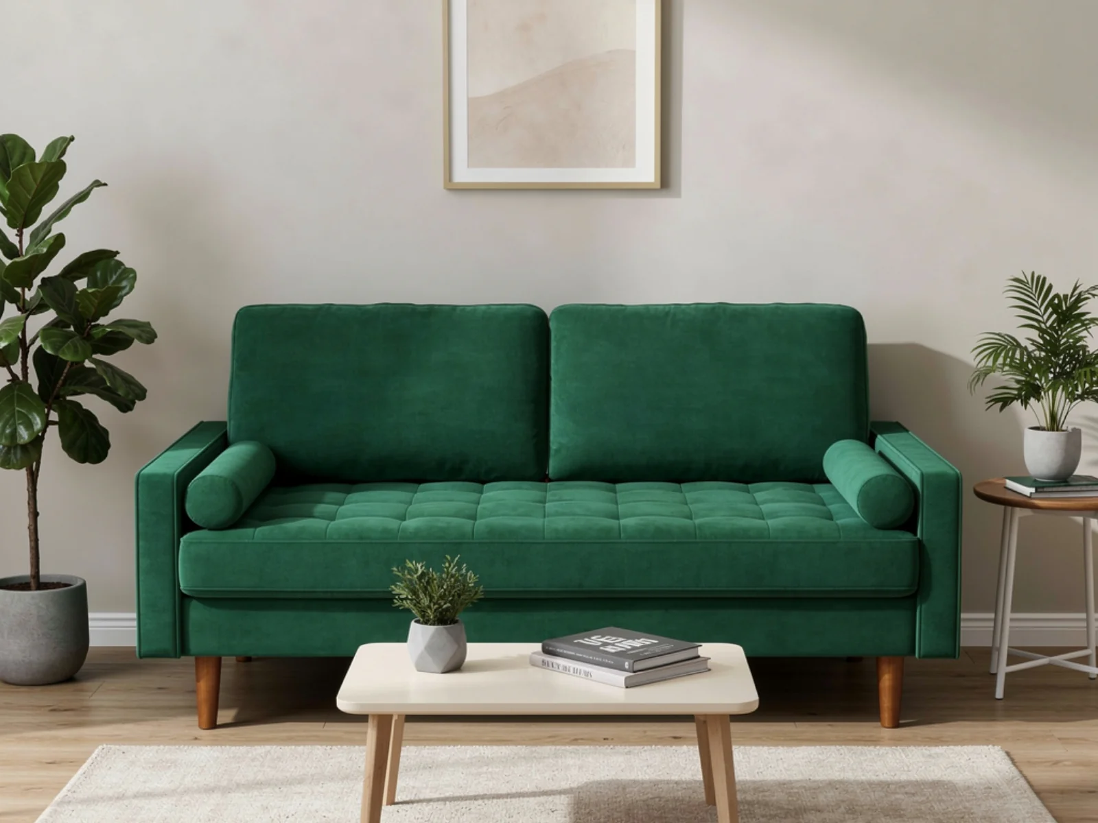 Gyllene 3-Seater Velvet Sofa - Green - Image 2